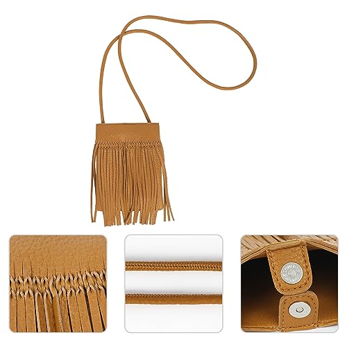 Image of Women Leather Fringe Messenger Bag Mini Hobo Crossbody Tassel Shoulder Bags