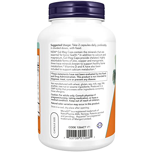 Now Supplements, Cal-Mag With Zinc, Copper, Manganese And Vitamin D, 240 Capsules #TOP2
