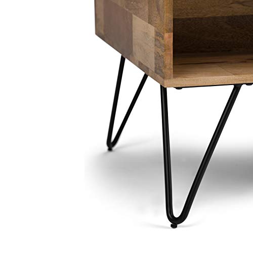 Image of SIMPLIHOME Lockhart 30 inch Wide Solid Mango Wood Drum Coffee Table in Natural