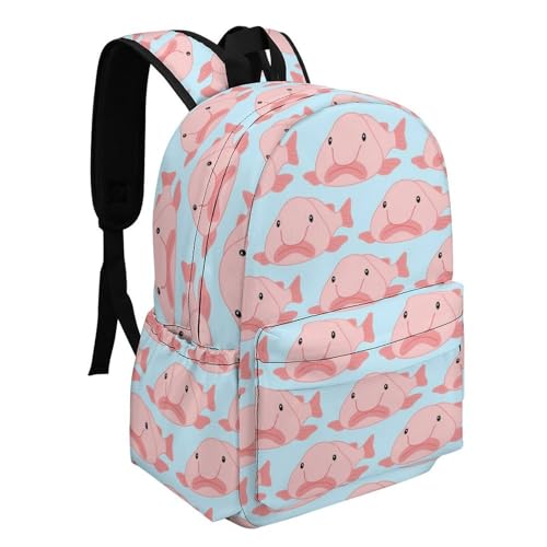 Blob Fish Pattern Cute Backpack Travel Work Bag with Water Bottle Pocket Adjustable Padded Shoulder Straps Daypack2