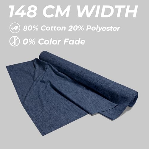 Image of BIGREAMS Unstitched Yarn Dyed Pure Cotton Denim Shirt Fabric - 58 inch Wide