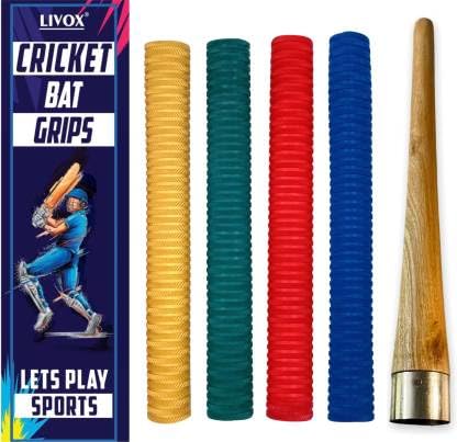 LIVOX Rubber Cricket Bat Handle Grip Cone Soft Comfortable for Better Shock Absorption Bat Gripper Cone Cricket Accessories for Boys Cricket Bat, 1 Wooden Cone & 4 Bat Grip (B0CDGNWSDT) Amazon Price History, Amazon Price Tracker