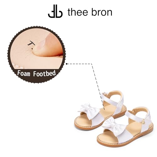 Image of THEE BRON Toddler Girls Sandals Wedding Flower Girl Dress Shoes Open Toe Flats