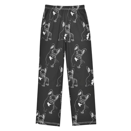 Boys' Pants Black French Bulldog Hand Drawn Long Bottoms Jogger Pants Elastic Waist Trousers with Pockets S-XL