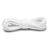 (5/16''x33FT) 10 Meters White Nylon Rope, 8mm Braided Nylon Cord, Multi-Purpose Lanyard String for DIY Crafts, Camping Binding & Bundling Use