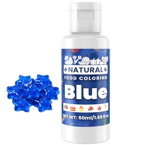 Blue Natural Food Coloring - 50ml Plant Based Food Dye, No FD&C & Artificial Dyes, Gluten-Free, Food-Grade, Vibrant Liquid Colors for Icing, Baking, Cake...