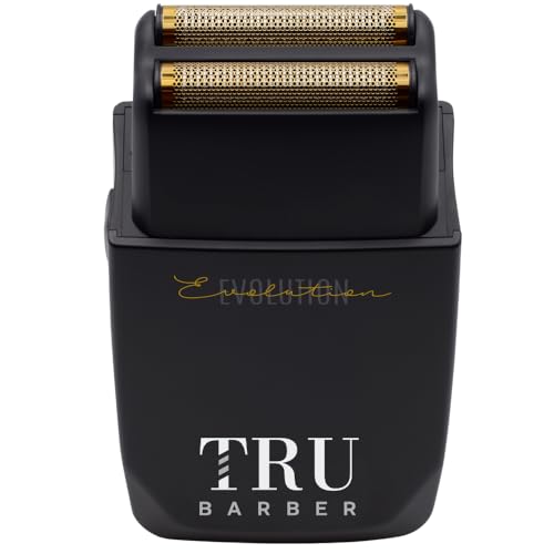TRU BARBER Evolution – Afeitadora eléctrica profesional hombre 9000 rpm con lámina de titanio, ideal para barba, cabello y cabeza calva, batería larga duración recargable USB