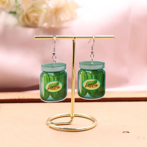 Funny Sauce Bottle Pickle Earrings Cute Cucumber Drop Dangle Earrings for Women Simulated Cartoon Salad Dressing Bottle Earrings Christmas Jewelry Gift4