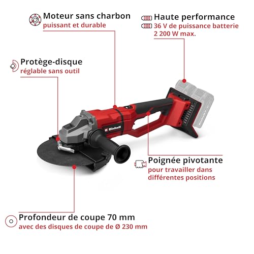 Meuleuse dangle EINHELL TP AG 36230 22 Li BL Solo PXC Ø230 mm 36 V Brushless - vue 6