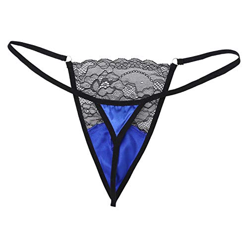Moily Mens Sissy Satin Underwear Lace Patchwork Thong Panties Mini Micro G-String Bikini Briefs3