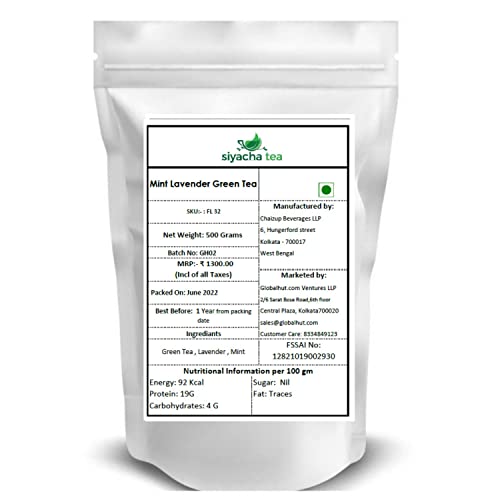 Image of Siyacha Tea Mint Lavender Green Tea, 500 Grams, Herbal Tea for Skin Care, Better Sleep, Stress Relief & Refreshment, Pure whole Leaf Organic Healthy Beverage Makes 250 Cups (approx)