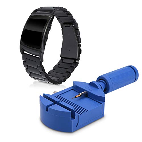 kwmobile Correa de Reloj Compatible con Samsung Gear Fit2 / Gear Fit 2 Pro - Pulsera de Repuesto de Acero Inoxidable con Cierre Plegable