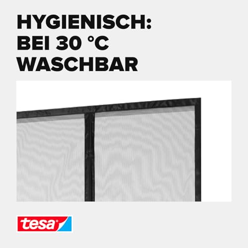 tesa INSECT STOP Magnetvorhang - selbstschließend - Insektenschutzvorhang mit Magneten für Balkon- und Terrassentüren - zur einfachen Montage ohne Bohren - 2,2 m x 1,0 m