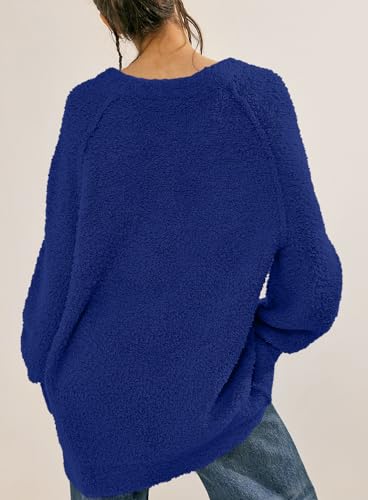 Image of Beaully Women's Oversized Crewneck Sweaters | Oversized style, Tunic sweater, Fuzzy knit, Soft knit, Loose fit, Drop shoulder