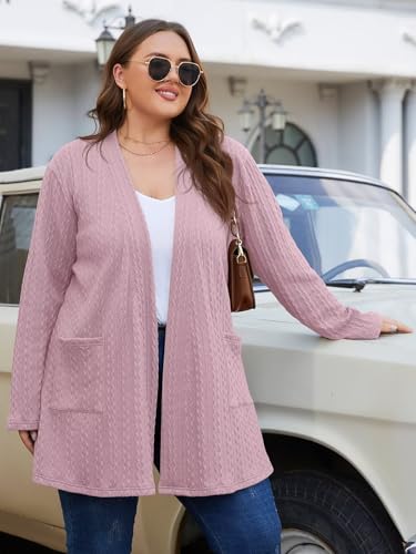 Image of BELAROI Plus Size Cardigan Sweaters for Women 2026 Pockets