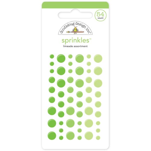 Doodlebug Sprinkles Glossy Enamel Adhesive, Limeade Dots, 54-Pack