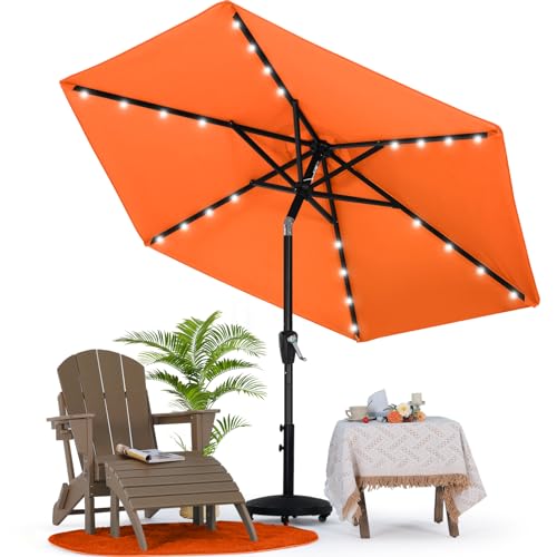 Image of MASTERCANOPY 7.5ft Patio Umbrella with Solar Lights, Orange