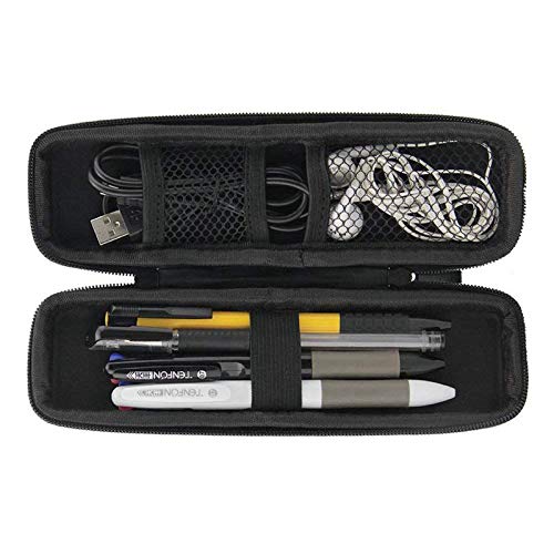 Astuccio rigido in EVA per penne stilografiche e Pennini, Custodia Zipper,Matite e Penne a Sfera, Custodia Protettiva con Tasca a Rete e Cinturino Elastico, Perfetto per Ufficio e Scuola, Nero