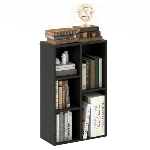 HOMCOM Bibliothèque, étagère de Rangement 2 Niveaux, Meuble de Rangement avec 5 Compartiments, pour Salon, Chambre à Coucher, Bureau, 50 x 24 x 80 cm, Noir