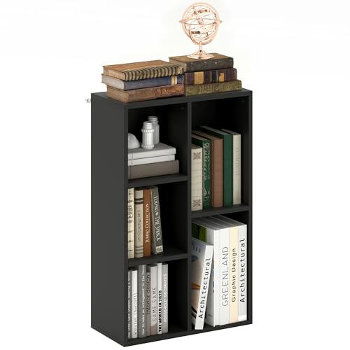HOMCOM Bibliothèque, étagère de Rangement 2 Niveaux, Meuble de Rangement avec 5 Compartiments, pour Salon, Chambre à Coucher, Bureau, 50 x 24 x 80 cm, Noir