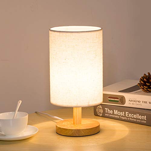 Preisvergleich Produktbild Lqdpdd Schreibtischlampe Nachttischlampe Aus Holz Lampenschirm Aus Stoff Tischlampe Mit E27 Spirallampenhalter Schlafzimmer Study Leselampe Für Schlafzimmer Mit Warmer Gemütlicher Atmosphäre,Linen