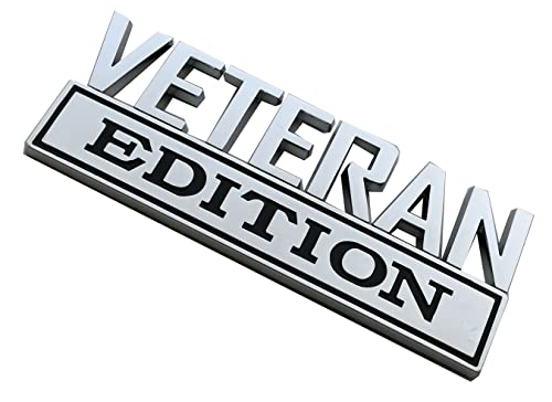 Image of 1x 7 Large Veteran Edition VA Emblem Badges Decal Car Flag Decal Military Replacement for F150 F250 F350 Chevy Silverado 1500 2500 Chevrolet C10 C15 (Chrome Black)