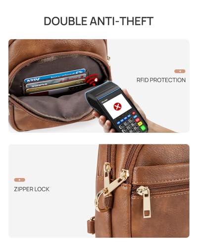 CHOLISS Anti Theft Small Sling Bag for Women and Men RFID Leather Crossbody Bags Fanny Pack Chest Bag Travel Purse Daypacks3
