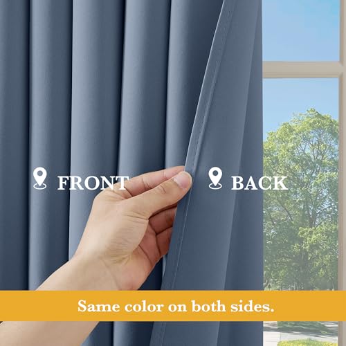 Image of RYB HOME Blackout Thermal Insulated Curtains, Portable Curtain for Sliding Glass Door /Storage /Space Room Divider, Large Window Treatment Room Divider Panel, W80 x L84, Stone Blue, 1 Panel