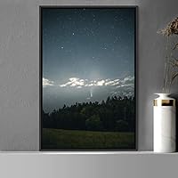 Framed Canvas Wall Art Night View Landscape Canvas Prints Home Artwork Decoration for Living Room,Bedroom - 16x24 inches