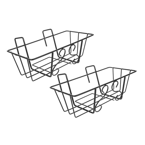 Gogogmee Data [ Porta Piante Da Balcone in Ferro Nero, Supporto Sospeso Per Fioriere Da Esterno, Set Da 2 Porta Vasi Per Piante Succulente e Fiori, Facile Da Appendere Per Balconi e Giardini