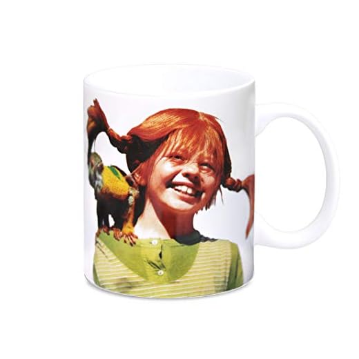 LOGOSHIRT - Barnhjältinna - Pippi långstrump - Mr Nilsson Porslin mugg - Kaffemugg - Färgad - Licensierad originaldesign