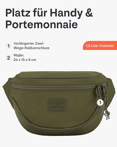JOHNNY URBAN Bauchtasche Damen & Herren Grün - Ben - Gürteltasche aus für Alltag, Festival & Sport - Hochwertige Hip Bag Crossbody Tasche - Wasserabweisend