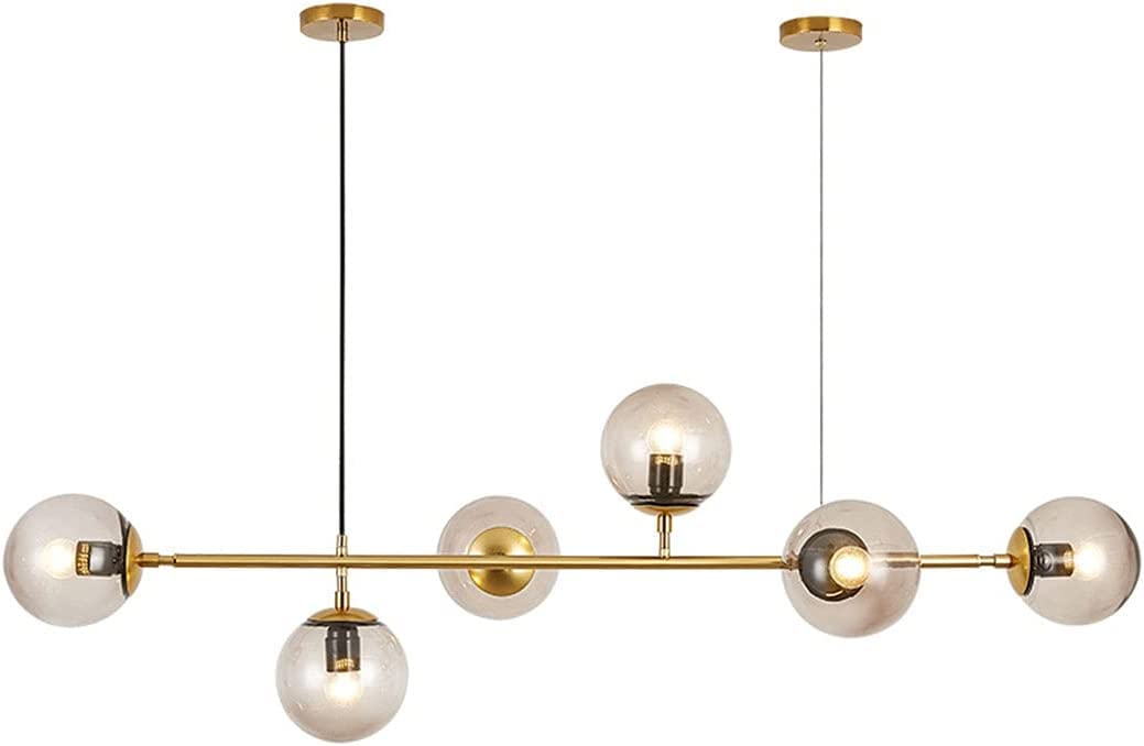 Lustre globe doré à suspendre solution d'éclairage réglable pour grands plafonds de salon - 8
