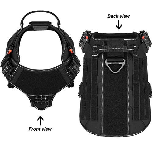 ICEFANG Tactical Dog Harness with 4X Metal Buckle,Working Dog MOLLE K9 Vest with Handle,No Pulling Front Clip,Adjustable Pet Harness for Large Dogs (L (28"-35" Chest), Black) - Thumbnail 3