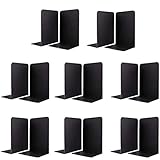 Jekkis 16pcs Bookends Metal Black Book End for Shelves Heavy Duty Bookend Tall Bookends Library Book...