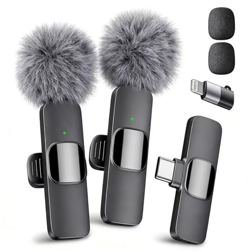 YRF Wireless Lavalier Microphone for iPhone - iPad Android Phone Mini Lapel Mic with Noise Reduction and Crystal Sound for Video Recording Vlogging TikTok YouTube