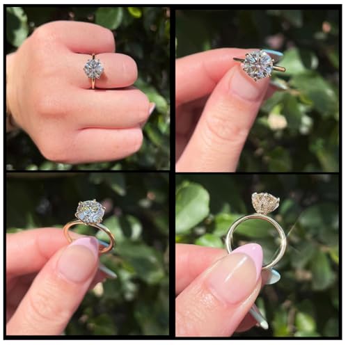 Moissanite Stone Ring Moissanite Gold Ring For Women Gold Ring For Women Moissanite Diamond ? Ring Diamond Ring 2.5 Carat Moissanite Diamond Stone Yellow Gold Ring For... - Image 3