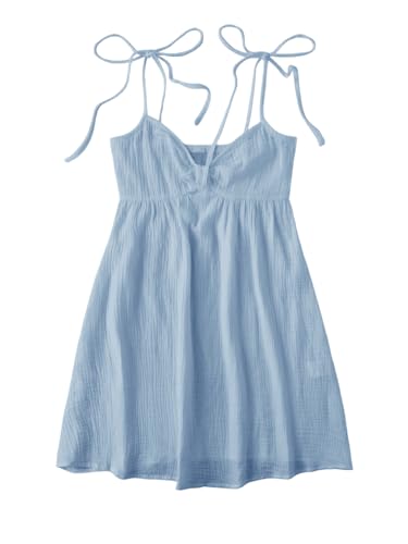 Image of SOLY HUX Women's Summer Cami Sun Dress A Line Tie Shoulder Y2k Cute Casual Short Mini Beach Babydoll Dresses