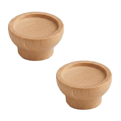 Image of Steam Beech Wood Drawer Knob| Solid Wooden Cabinet Door Handle | Round Knobs for Drawer, Wardrobe & Cupboard | Natural Finish Pull Handle for Kitchen Cabinets & Home - | 2 Inch,2 Piece|