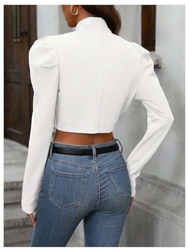 Floerns Women's Gigot Long Sleeve Collar Neck Blazer Open Front Cropped Jacket2