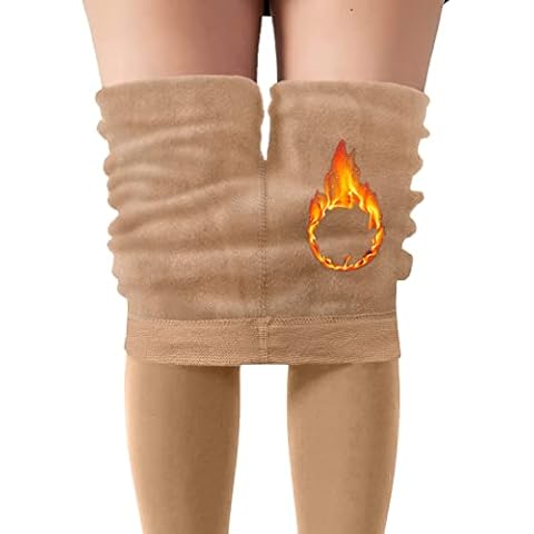 MILONT Winter Warm Fleece Lined Leggings for Women High Waisted Thick Thermal Velvet Tights Comfy Thermal Leggings Ladies Beige Cover