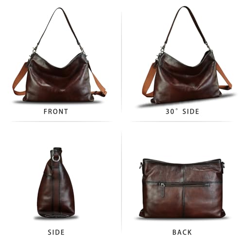 Image of Genuine Leather Hobo Bag for Women Tote Bag Vintage Handmade Shoulder Bag Crossbody Satchel Purses Pouch