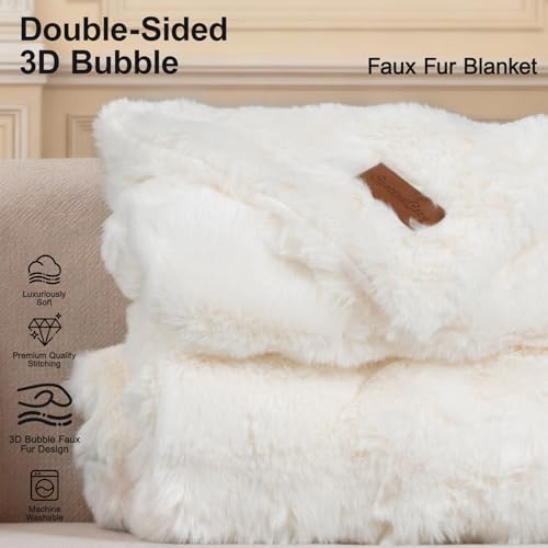 SpottedCozy Luxury Bubble Throw Blanket for Couch, Ultra Soft Faux Fur - image 2