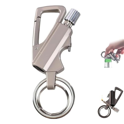 Encendedor multitool impermeable con llavero plateado