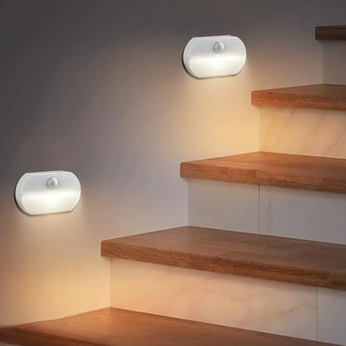 Image of 6 Pack Motion Sensor Light Indoor, Closet Light Without Wiring, Cordless Battery-Powered LED Night Light, Stick-Anywhere Wall Lights for Stairs, Hallway, Bathroom, Bedroom, Wardrobe