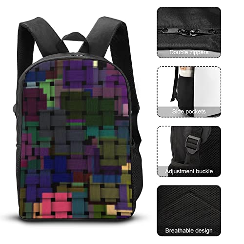 Sac à dos scolaire 17 pouces Colors imprimé 3D étanche pour ordinateur portable ados - 7