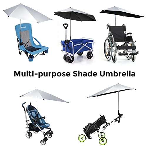 G4Free 2 Pack Height Adjustable Chair Umbrella With Universal Clamp For Beach Chair, Golf Cart, Wheelchair, Stroller, Bleacher, Patio (Lake Blue & Black) #TOP6
