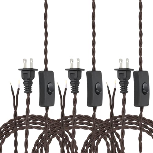 Fil électrique vintage prêt pour rallonge câble textile marron 1.8m avec interrupteur uxcell
