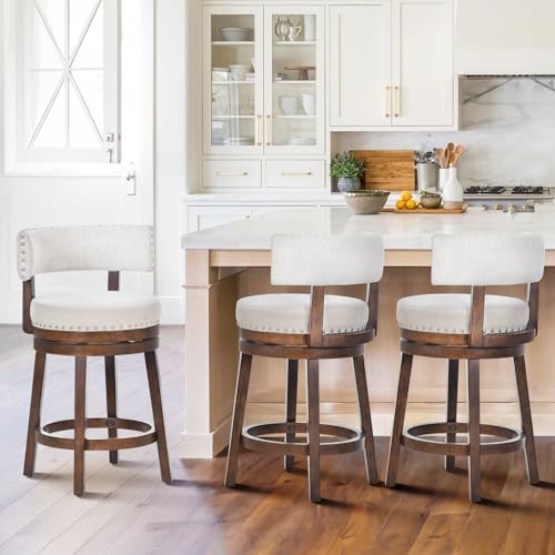 COLAMY Wood Swivel Bar Stools