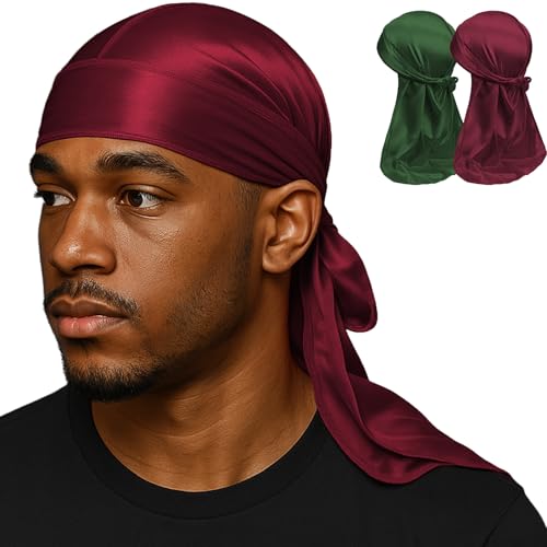 Image of Premium Durag Pack for Men, Silky Doo Rag Cap for 360 540 720 Waves